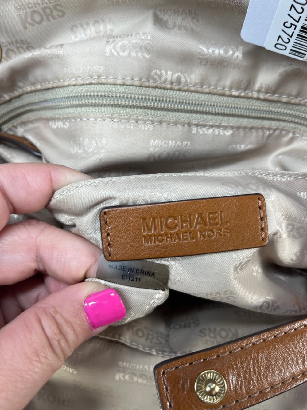 Michael Kors Red Canvas Tote with Brown Leather Straps - Picture 6 of 13